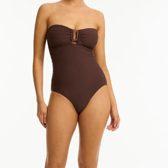 NWT Sea Level Australia Spinnaker U Bar Bandeau One Piece in Cocoa Size 8 - Picture 2 of 5